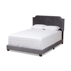 Baxton Studio Darcy Luxe and Glamour Dark Grey Velvet Upholstered Queen Size Bed